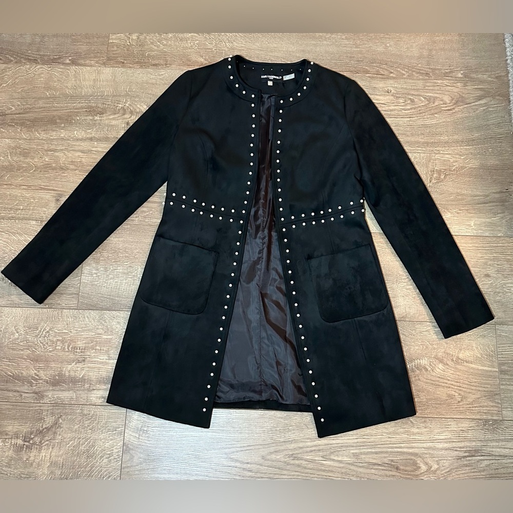 Karl Lagerfeld Embellished Faux Suede Jacket NWOT - Picture 7 of 14